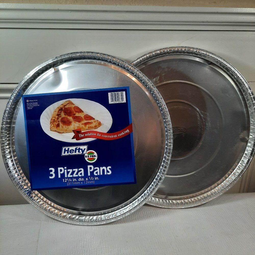 NEW Hefty PIzza pans 6 pans total 12.25x.5" aluminum‎ disposable Vintage disc.